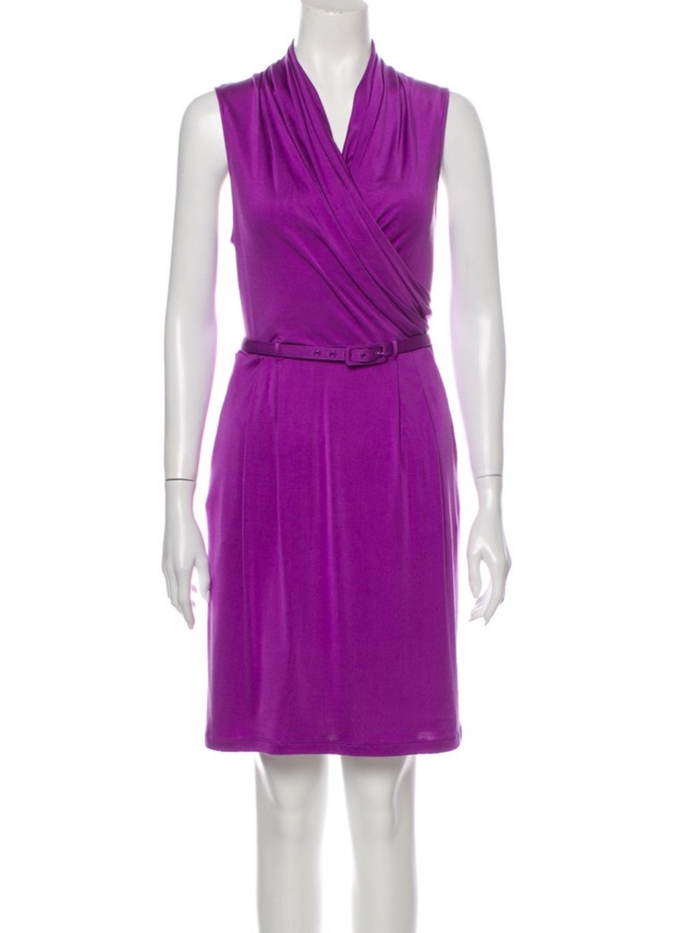 Catherine Malandrino Sleeveless Cocktail Purple Wrap Dress with Belt Vintage